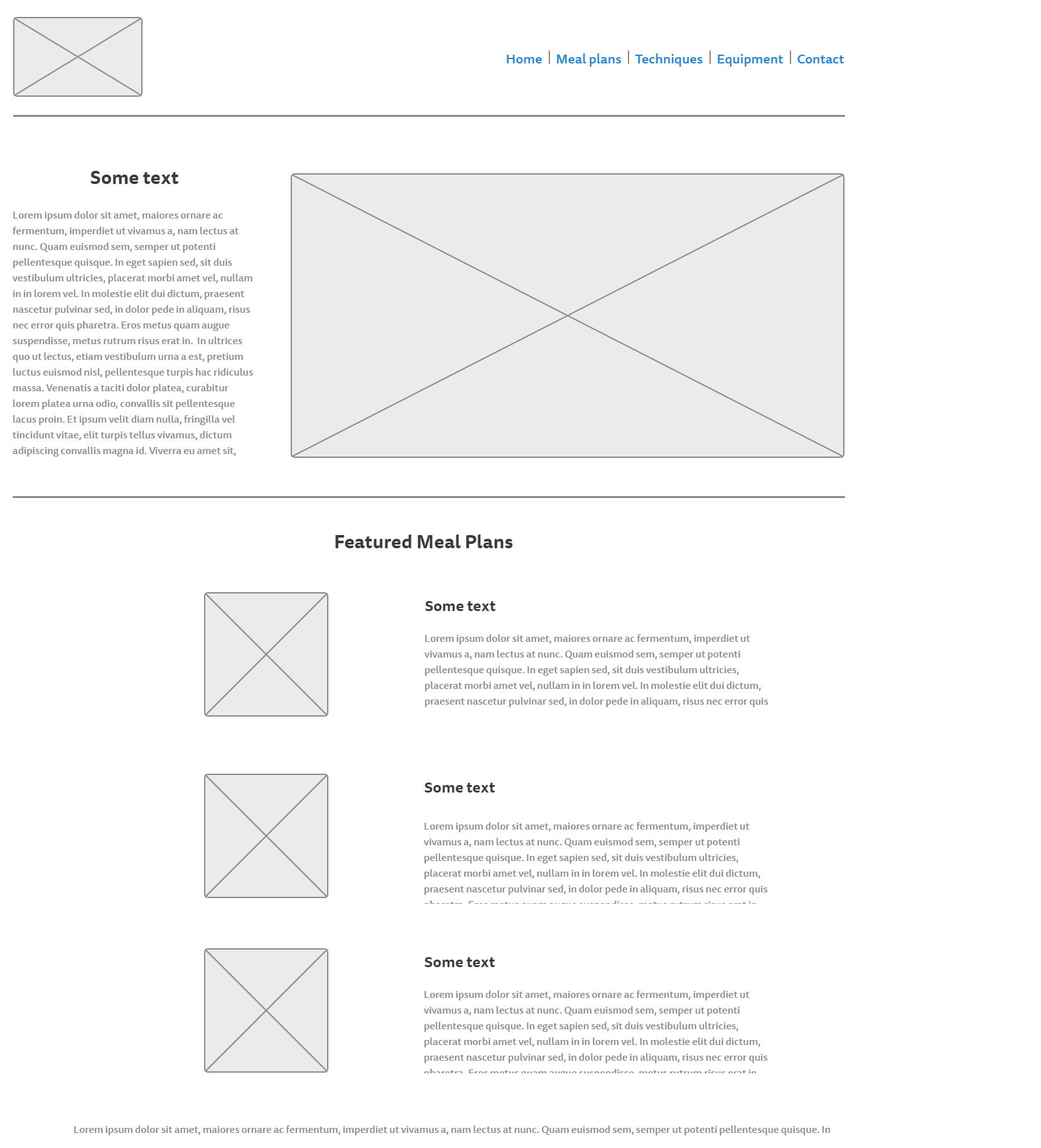 Homepage wireframe